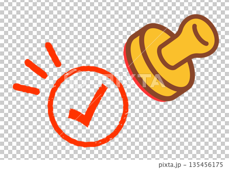 Illustration of a check mark stamp Illustration of a check mark stamp 135456175