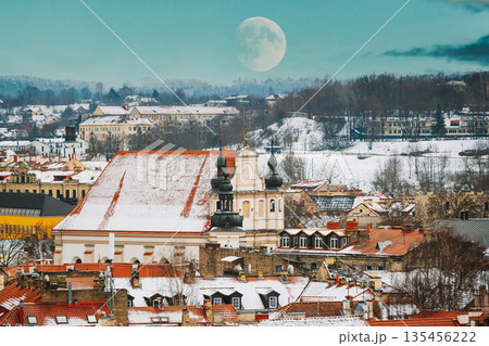 Vilnius Lithuania. Skyline In Winter Day. Rooftop View Vilnius Lithuania. Skyline In Winter Day. Rooftop View 135456222