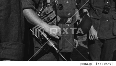 Historical Re-enactment Black And White . Re-enactor Dressed As 135456251