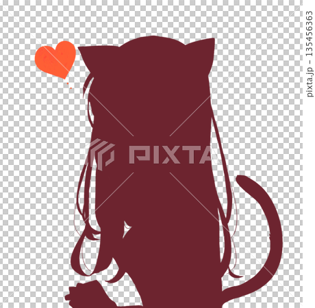 Woman with cat ears and a tail Love Silhouette Woman with cat ears and a tail Love Silhouette 135456363