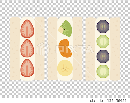 可愛的水果三明治套裝插圖 135456431
