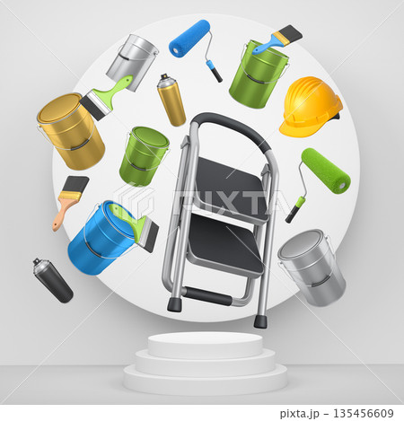 Abstract scene or podium for product showcase on monochrome background. Abstract scene or podium for product showcase on monochrome background. 135456609