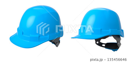 Set of construction safety helmets isolated on white transparent background, symbolizing safety and industry standards Set of construction safety helmets isolated on white transparent background, symbolizing safety and industry standards 135456646