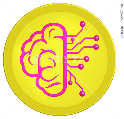 Artificial Intelligence Brain Icon: Pink Linear Graphic on Yellow Background for Neural Networks, Machine Learning, and Cognitive Computing Artificial Intelligence Brain Icon: Pink Linear Graphic on Yellow Background for Neural Networks, Machine Learning, and Cognitive Computing 135457140