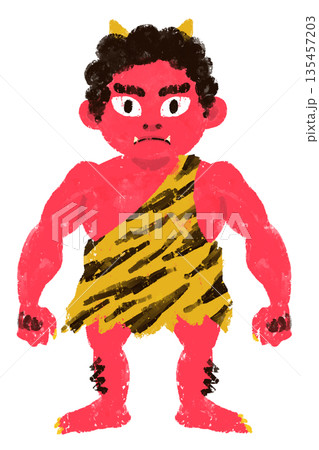 赤鬼　節分　キャラ　イラスト　豆まき 135457203
