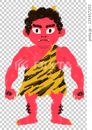 赤鬼　節分　キャラ　イラスト　豆まき 135457203
