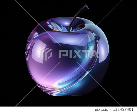 ガラスでできたりんごのオブジェクト ガラスでできたりんごのオブジェクト 135457401