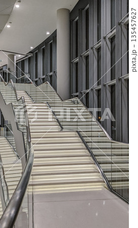 Futuristic Staircase with Glass and Light 135457627