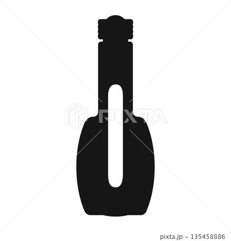 Minimalist black silhouette icon of a glass bottle, perfect for beverage branding, 135458886