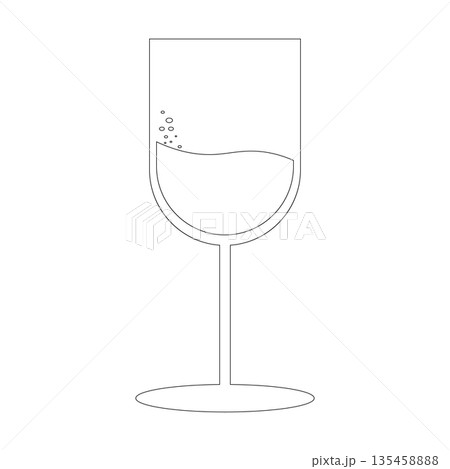 Minimalist line art illustration of a wine glass with bubbles, suitable for clean modern branding, Minimalist line art illustration of a wine glass with bubbles, suitable for clean modern branding, 135458888