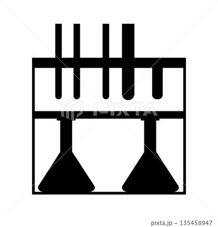 Black Silhouette of Laboratory Test Tubes and Flasks for Scientific Research Icon 135458947