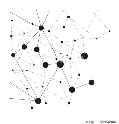 Abstract Digital Network Connection Diagram with Nodes and Lines Representing Data Science Technology and Connectivity 135458968