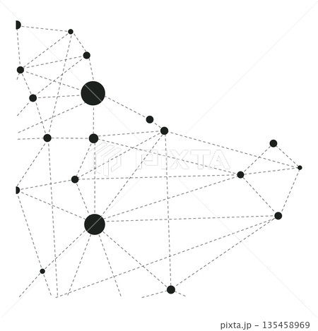 Abstract Geometric Network of Dotted Lines and Nodes Representing Data Structure and Technical Infrastructure Abstract Geometric Network of Dotted Lines and Nodes Representing Data Structure and Technical Infrastructure 135458969
