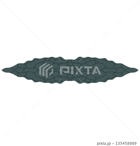 Grey Symmetrical Abstract Shape with Cracked Texture Pattern, Horizontal Organic Element for Decorative Background Design Grey Symmetrical Abstract Shape with Cracked Texture Pattern, Horizontal Organic Element for Decorative Background Design 135458989