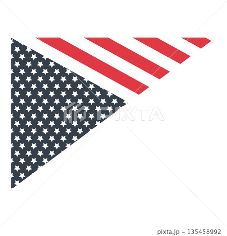 USA Flag Themed Corner Design with Stars and Red Stripes, Patriotic American Decorative Element for Fourth of July and Veterans Day 135458992