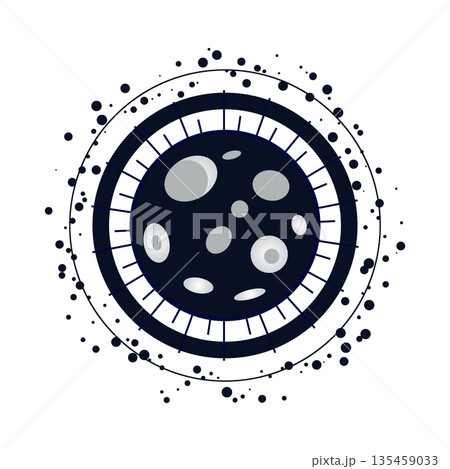 Abstract Moon or Microbe Icon with Craters, Circular Space or Laboratory Biological Science Design Abstract Moon or Microbe Icon with Craters, Circular Space or Laboratory Biological Science Design 135459033