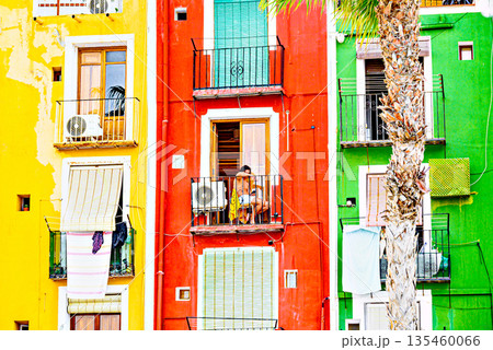 Picturesque and colorful town of Villajoyosa on the shores of the Costa Blanca in Alicante, Valencian Community, Spain 135460066