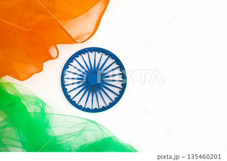 Ashoka chakra with indian flag colors celebrating national events Ashoka chakra with indian flag colors celebrating national events 135460201