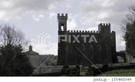 Castello di brolio dominating the tuscan landscape in springtime. Action Castello di brolio dominating the tuscan landscape in springtime. Action 135460344