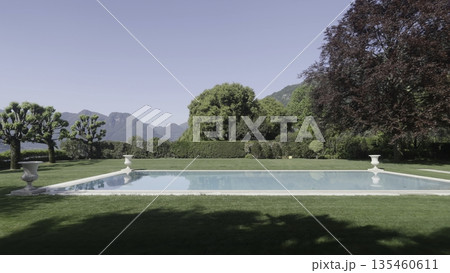 Luxurious villa pool with mountain view, changing perspectives. Action 135460611