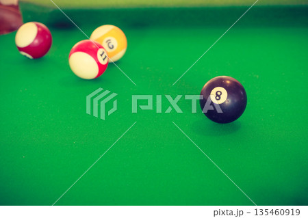 Snooker ball on billiard table Snooker ball on billiard table 135460919