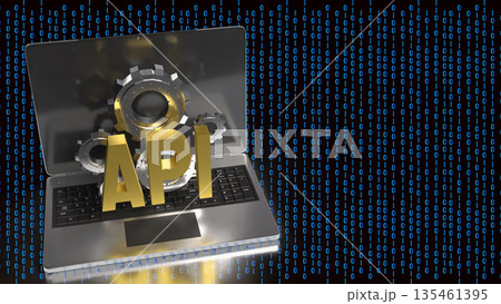 API Integration and Artificial Intelligence Technology Concept on Laptop 3d render. API Integration and Artificial Intelligence Technology Concept on Laptop 3d render. 135461395