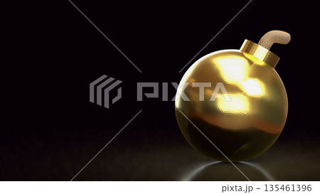 Golden Bomb Symbolizing Hidden Risk and Explosive Financial Crisis Concept 3d render. Golden Bomb Symbolizing Hidden Risk and Explosive Financial Crisis Concept 3d render. 135461396