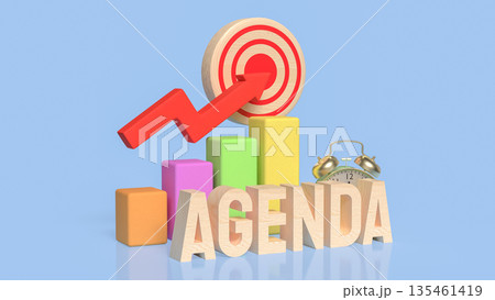 Agenda Growth Planning Concept with Target, Chart, and Alarm Clock 3d render. Agenda Growth Planning Concept with Target, Chart, and Alarm Clock 3d render. 135461419