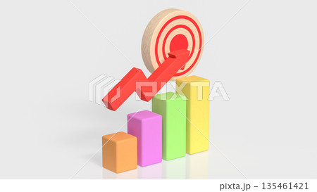 Business Growth Target Achievement Concept with Rising Chart and Arrow 3d render. Business Growth Target Achievement Concept with Rising Chart and Arrow 3d render. 135461421