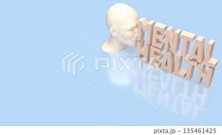 Mental Health Awareness Concept with Human Mind and Wellbeing Focus 3d render. 135461425