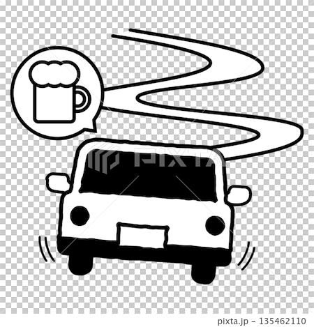 酒後駕駛、酒駕、酒駕——簡單的黑白圖標 135462110