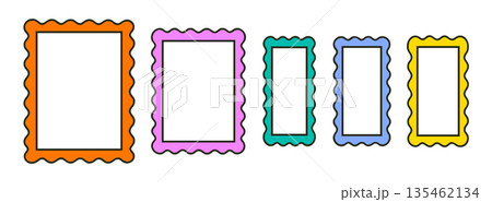 Frame border wave scallop edge kid cute pattern. Wavy fun frame scallop shape retro box design. Frame border wave scallop edge kid cute pattern. Wavy fun frame scallop shape retro box design. 135462134