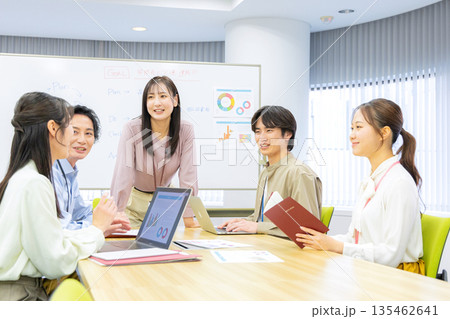 打ち合わせをする会社員　男女 135462641