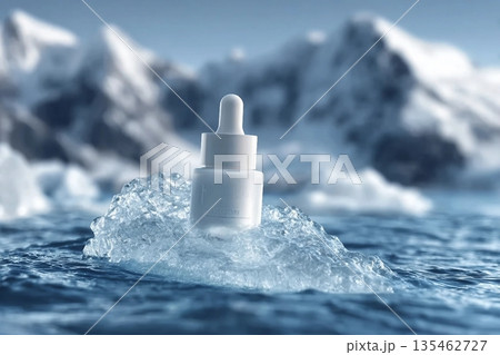 White skin care products on the water essence glacier 135462727