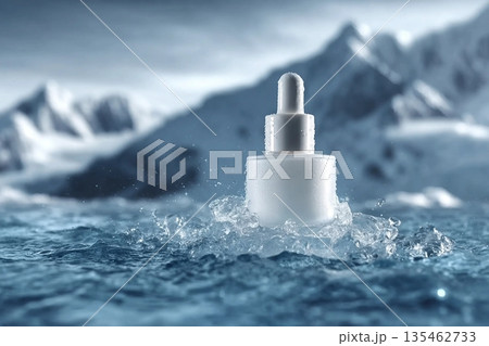 White skin care products on the water essence glacier 135462733