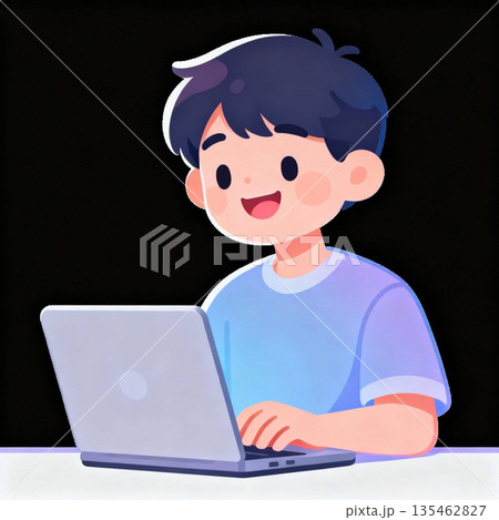 ノートパソコンを使う男の子 135462827