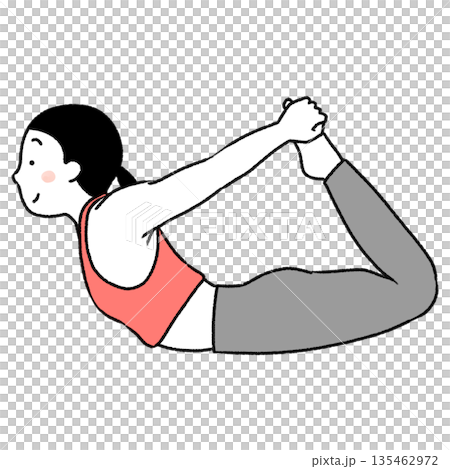 A simple and cute illustration of a woman doing yoga 135462972