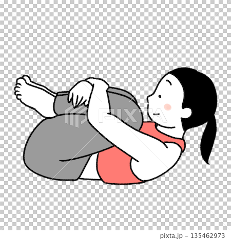 A simple and cute illustration of a woman doing yoga A simple and cute illustration of a woman doing yoga 135462973