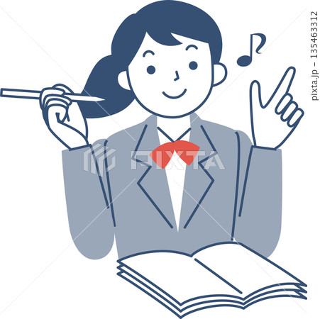 笑顔で勉強する女子学生の上半身 笑顔で勉強する女子学生の上半身 135463312
