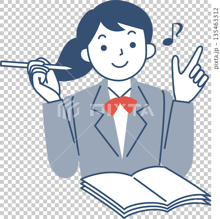 笑顔で勉強する女子学生の上半身 笑顔で勉強する女子学生の上半身 135463312