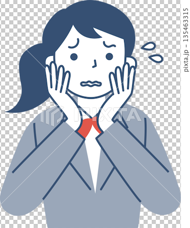 困った表情の女子学生の上半身 135463315