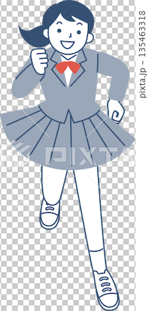 Smiling female student running Smiling female student running 135463318