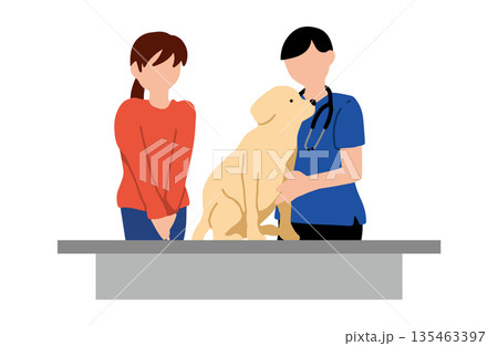 犬　手書きイラスト　病院を受診する 135463397