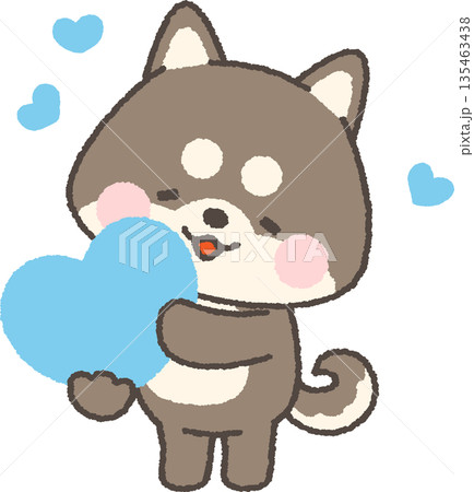 ハートを持つ黒い柴犬 135463438