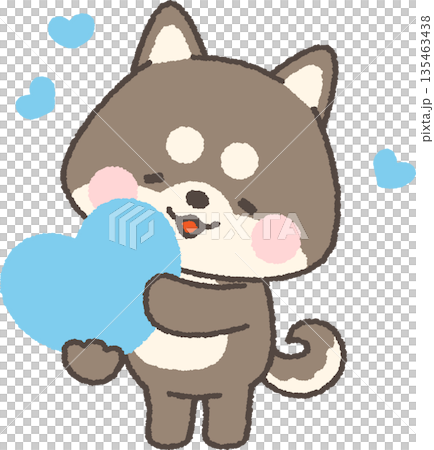 ハートを持つ黒い柴犬 135463438
