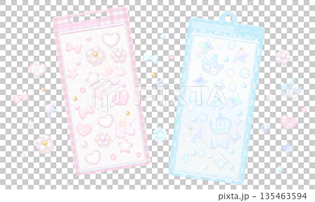 かわいい子供向けシールのイラスト かわいい子供向けシールのイラスト 135463594