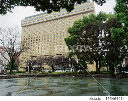 冬の雨 名古屋市錦の下園公園風景 135464014