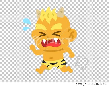 Illustration of a yellow demon running away Illustration of a yellow demon running away 135464247