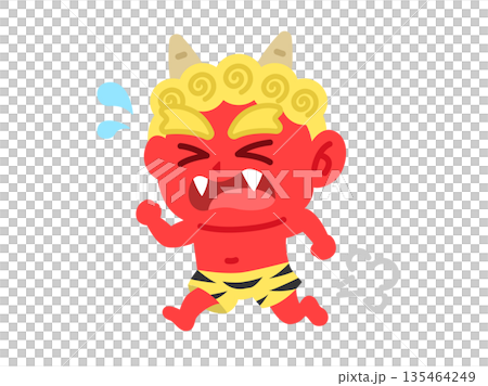 一幅紅色惡魔逃跑的插圖 一幅紅色惡魔逃跑的插圖 135464249
