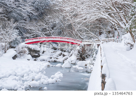 夕森渓谷（冬）：もみじ橋 135464763